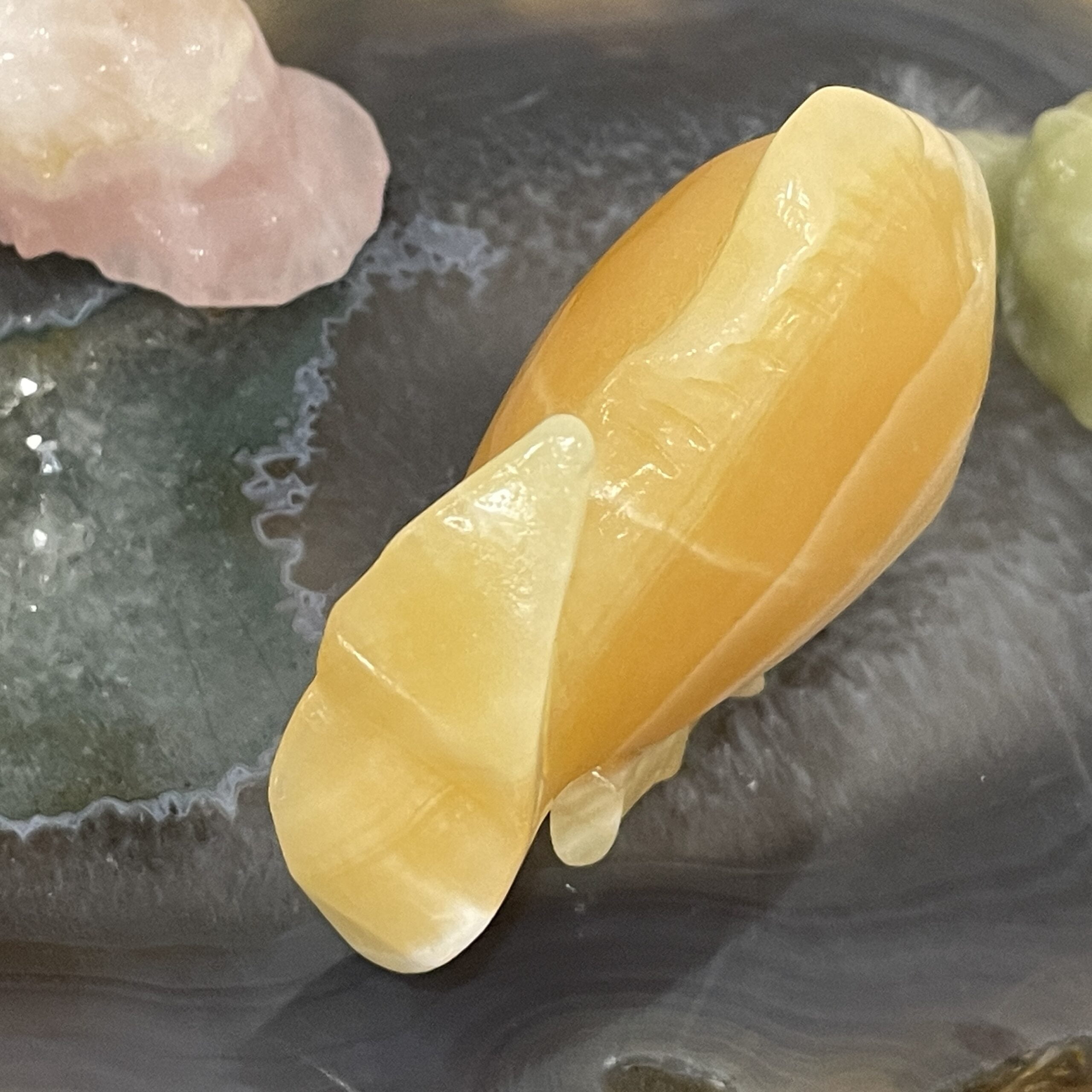Beautiful Orange Calcite Fish - 79 x 59mm 01