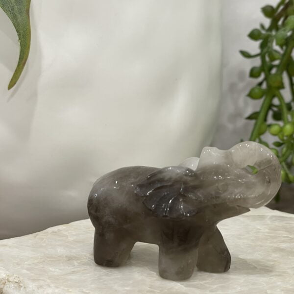 Beautiful Smoky Quartz Elephant - 58mm 01 - Luck