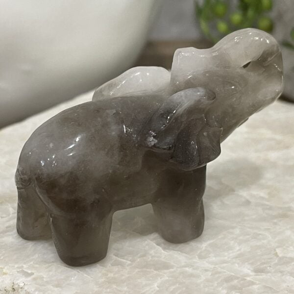 Beautiful Smoky Quartz Elephant - 58mm 01 - Luck
