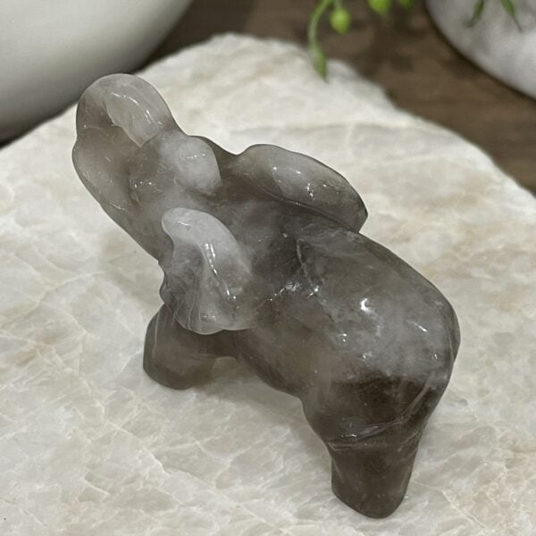 Beautiful Smoky Quartz Elephant - 58mm 01 - Luck