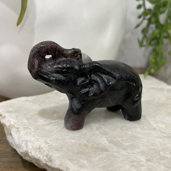 Beautiful Garnet Elephant - 61mm 03 - Luck