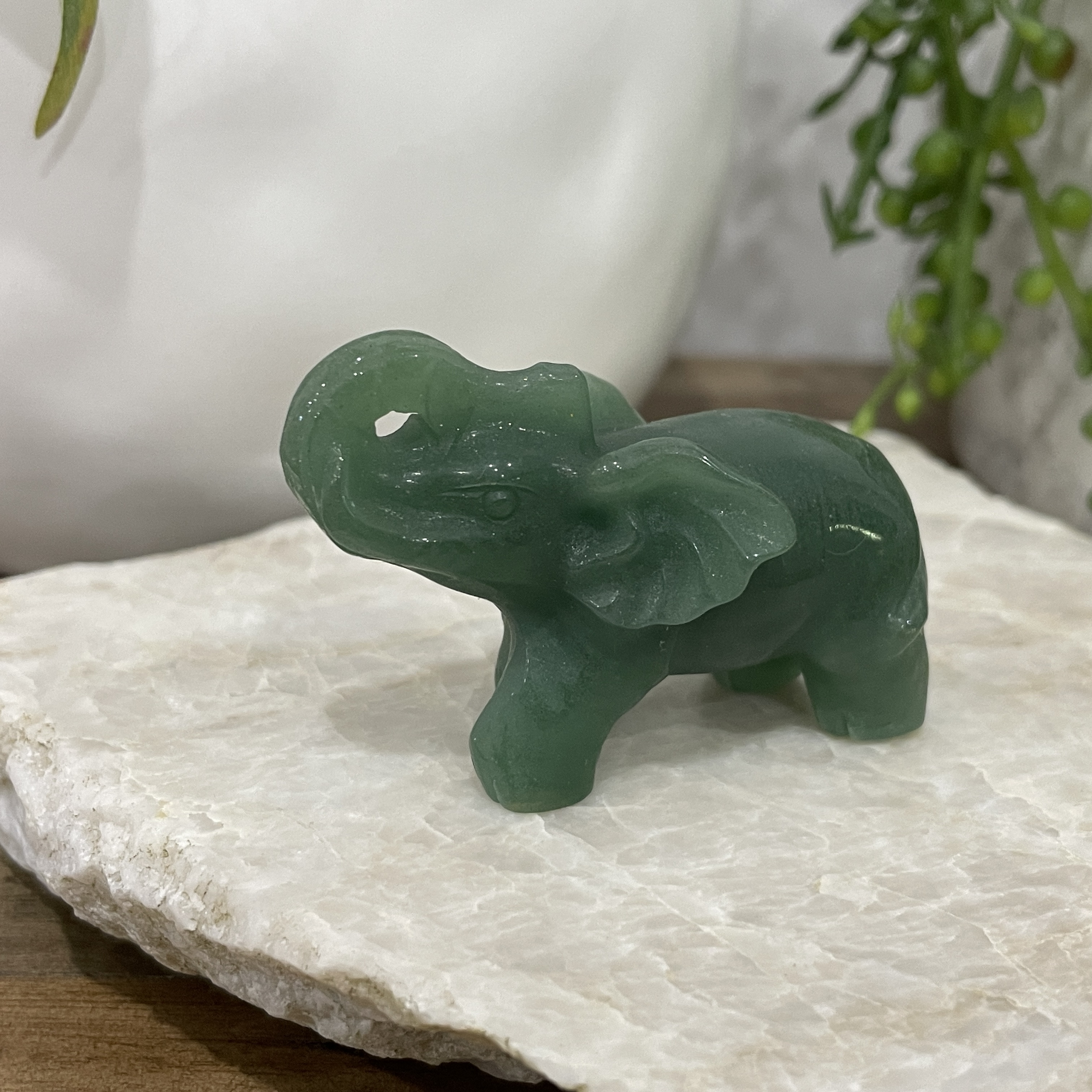 Beautiful Green Aventurine Elephant - 59mm 01 - Luck