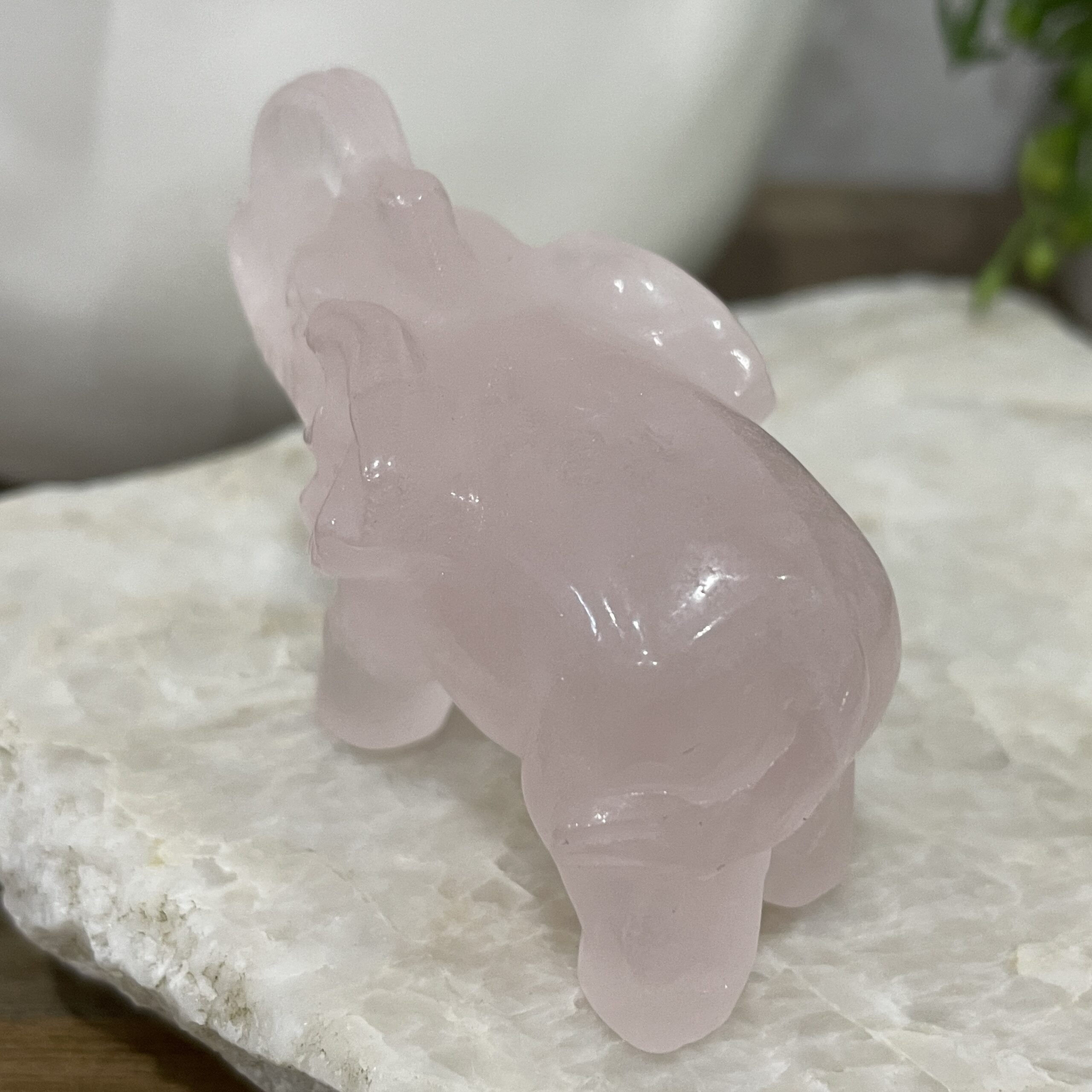 Beautiful Rose Quartz Elephant - 59mm 01 - Luck
