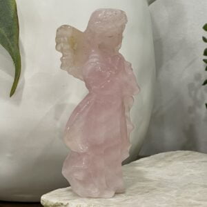 Beautiful Rose Quartz Crystal Angel - 89mm 01