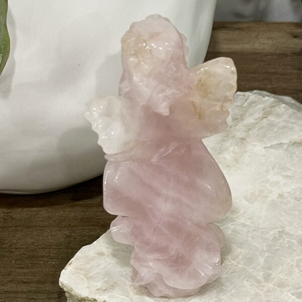 Beautiful Rose Quartz Crystal Angel - 89mm 01