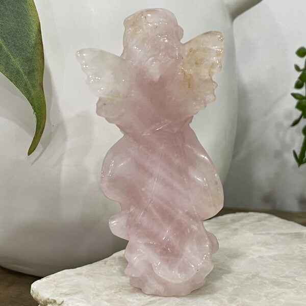 Beautiful Rose Quartz Crystal Angel - 89mm 01