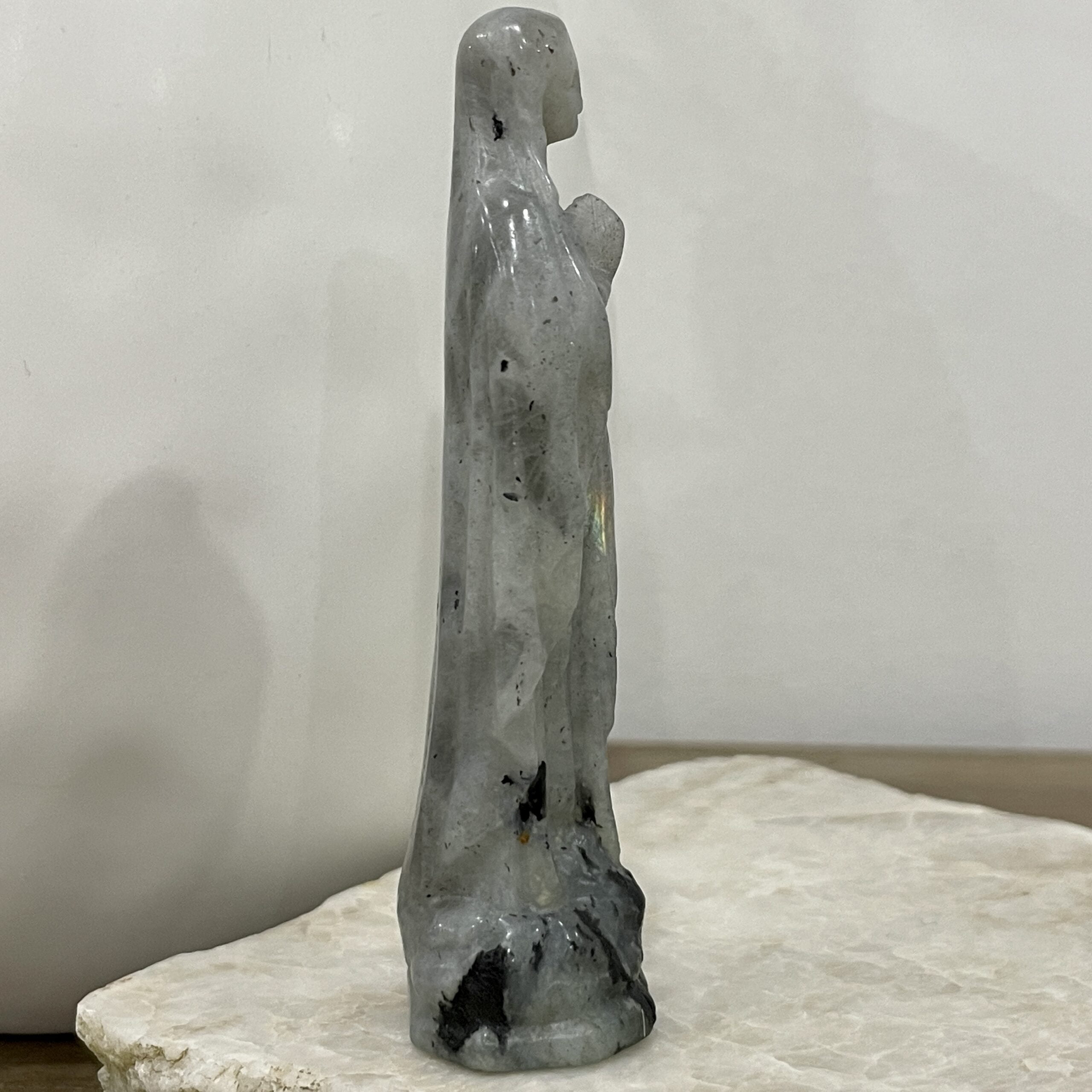 Beautiful Labradorite Crystal Mary Statue - 10cm Madonna 01 - Image 4