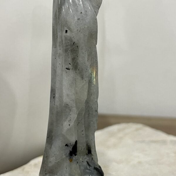 Beautiful Labradorite Crystal Mary Statue - 4 inch Madonna 01