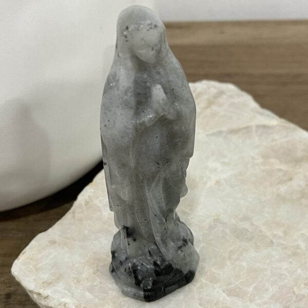Beautiful Labradorite Crystal Mary Statue - 4 inch Madonna 01