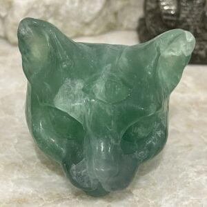 Beautiful Fluorite Crystal Cat - Third Eye Symbol - 50mm 01