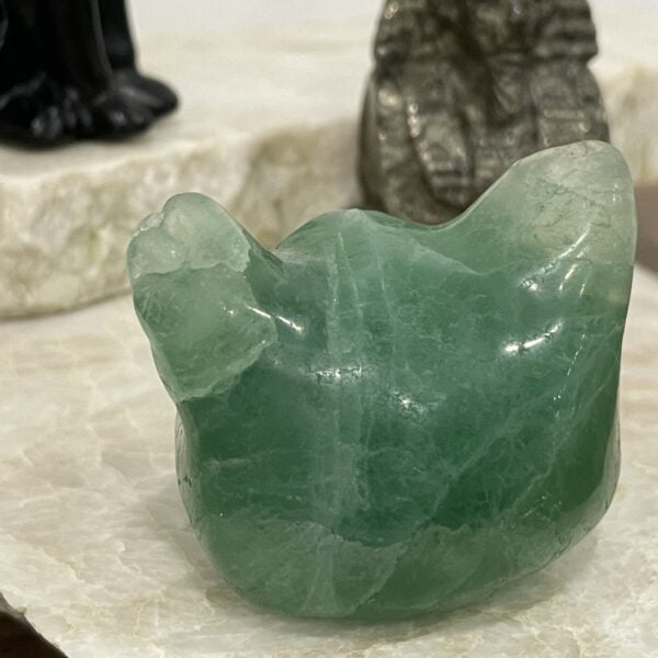 Beautiful Fluorite Crystal Cat - Third Eye Symbol - 50mm 01