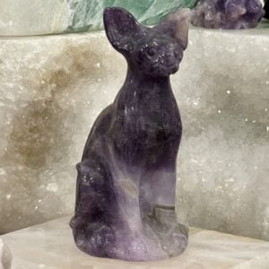 Beautiful Amethyst Crystal Egyptian Cat Statue - Sphinx 82mm 01