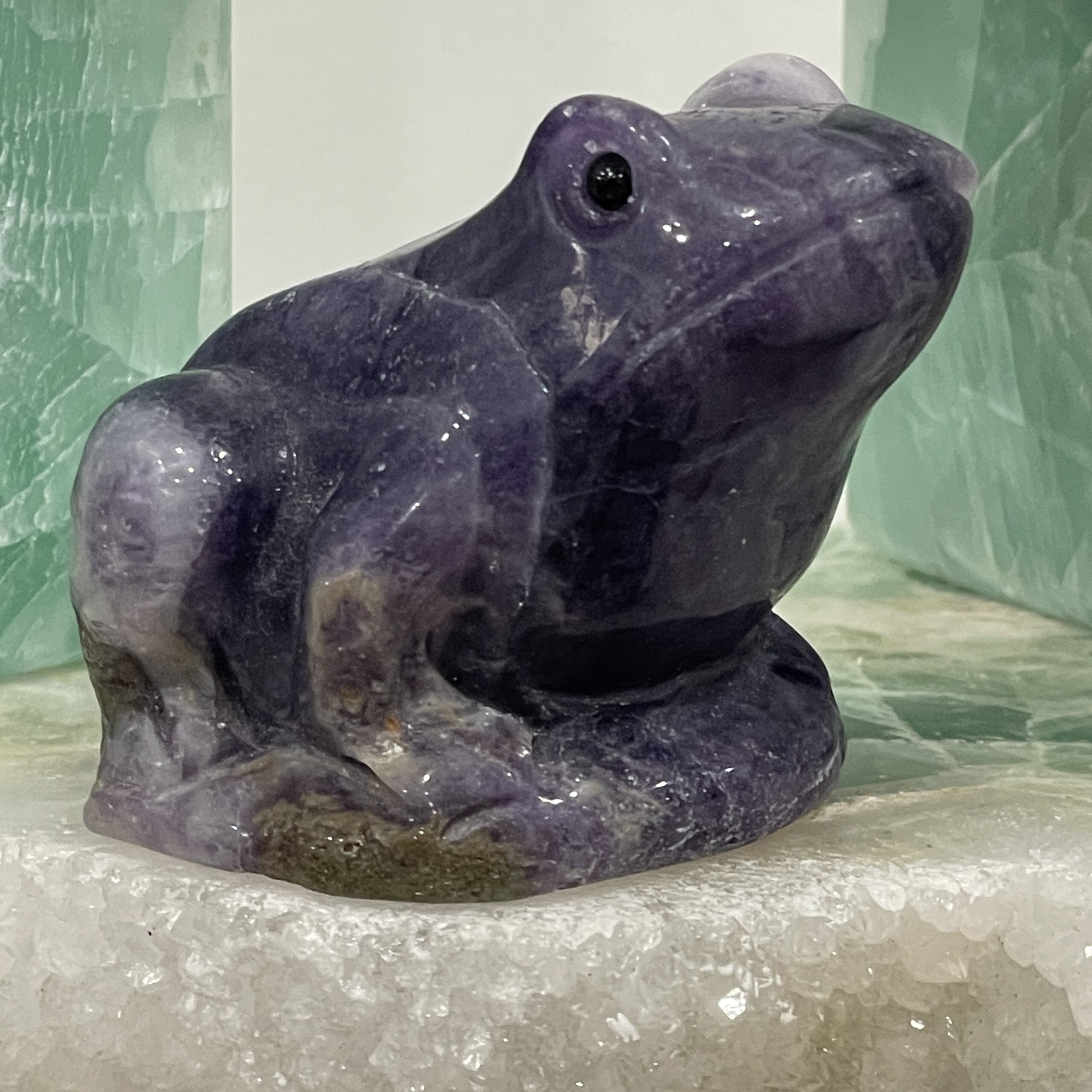Beautiful Purple Fluorite Crystal Frog - 57mm 01
