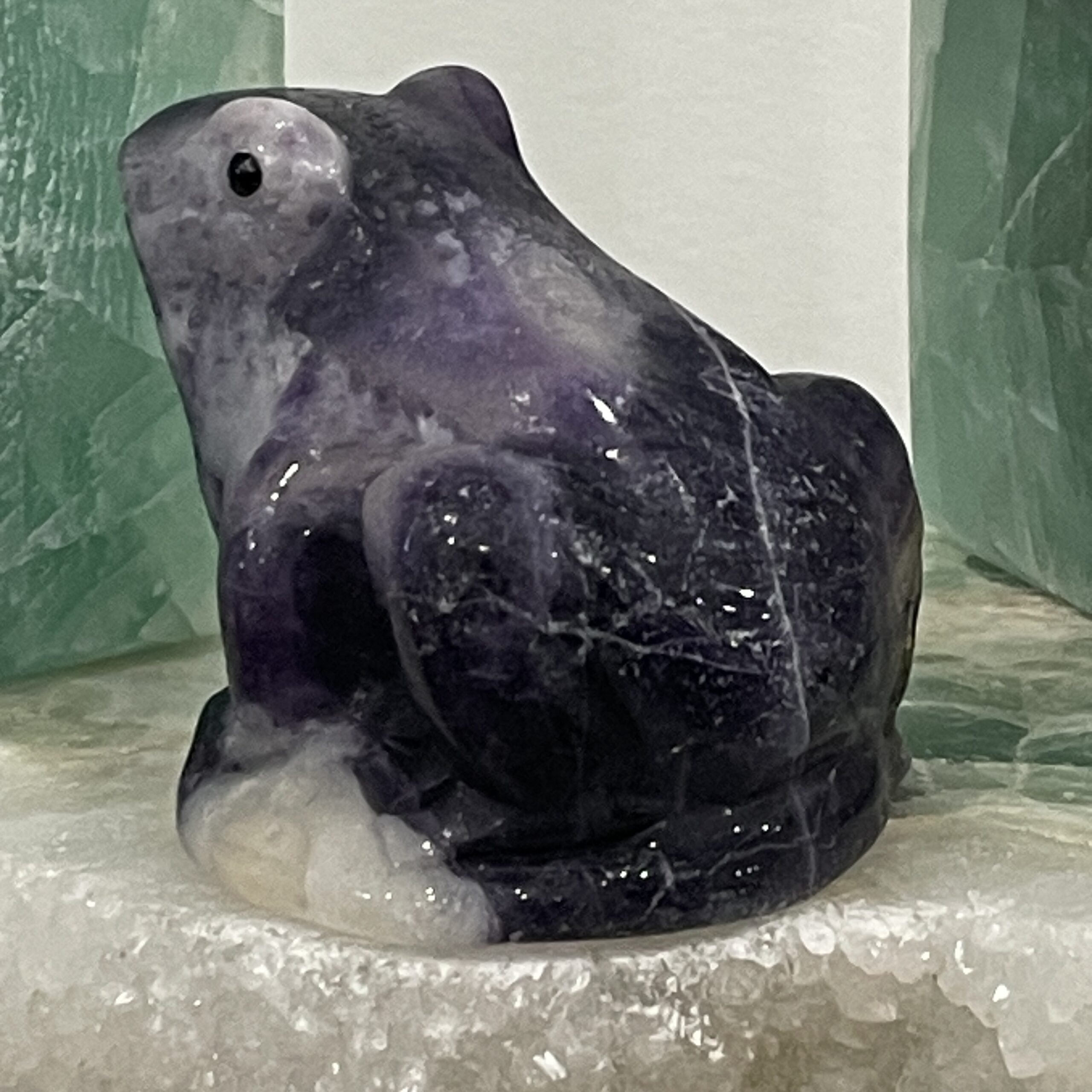 Beautiful Purple Fluorite Crystal Frog - 57mm 01