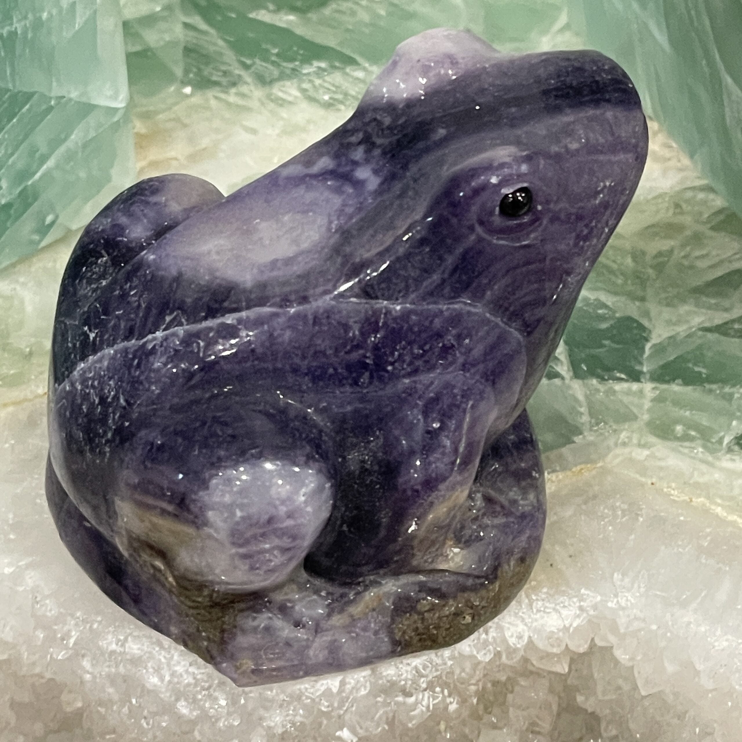 Beautiful Purple Fluorite Crystal Frog - 57mm 01