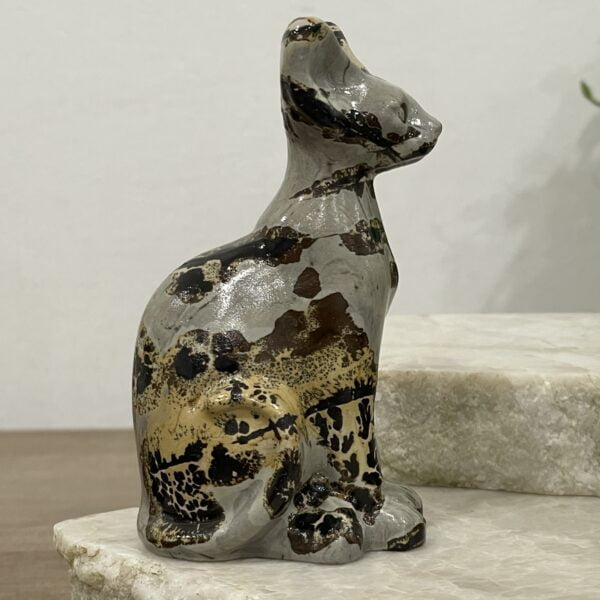 Beautiful Picture Jasper Crystal Egyptian Cat Statue - Sphinx 81mm 02