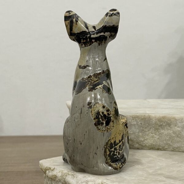 Beautiful Picture Jasper Crystal Egyptian Cat Statue - Sphinx 81mm 02