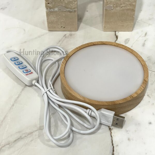 LED Light Crystal Wood Display Stand - 10cm usb