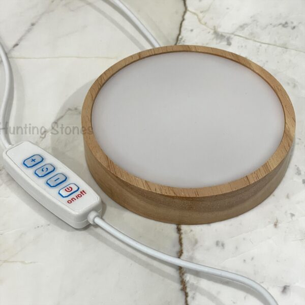LED Light Crystal Wood Display Stand - 10cm usb