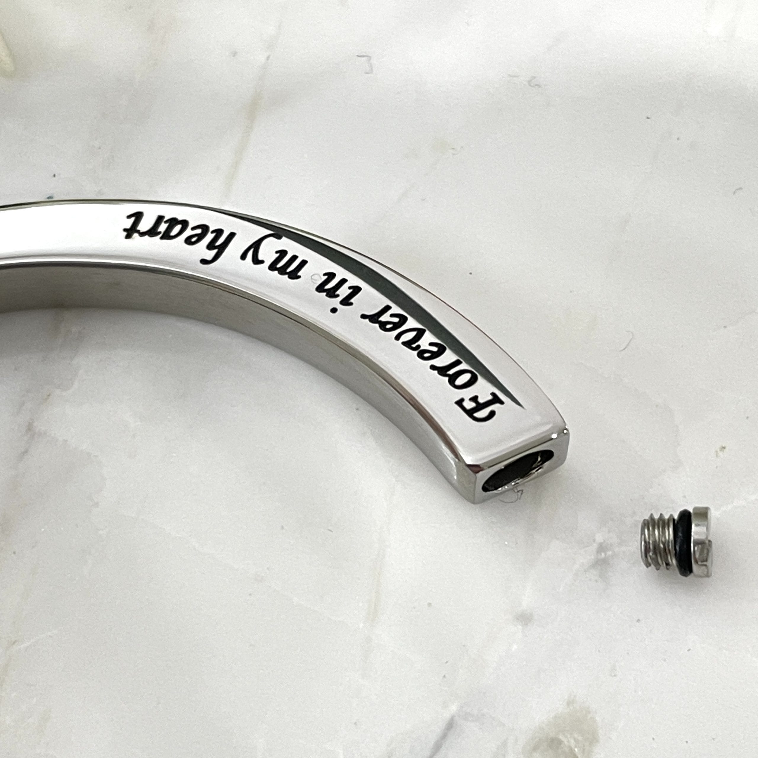 Once By My Side Forever In My Heart Memorial Cremation Ashes Urn Bracelet - Stainless Steel 60 x 50mm - Image 4