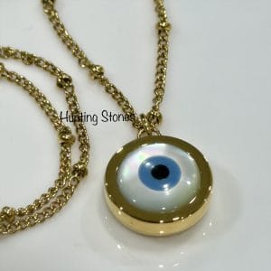 Beautiful Natural Shell Evil Eye Talisman Necklace 13mm