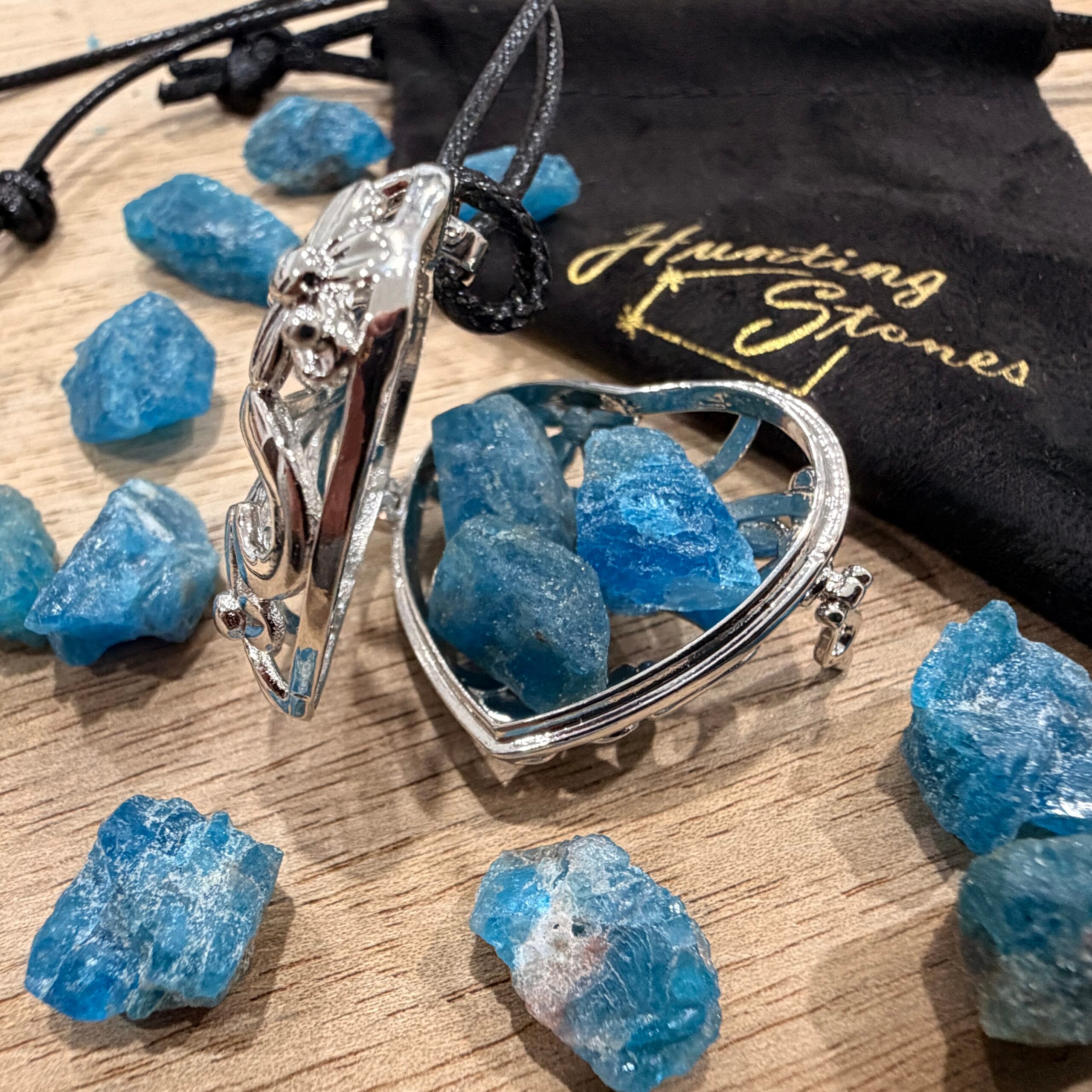 Apatite Crystal Heart Locket adjust Necklace - Spiritual Focus Communication
