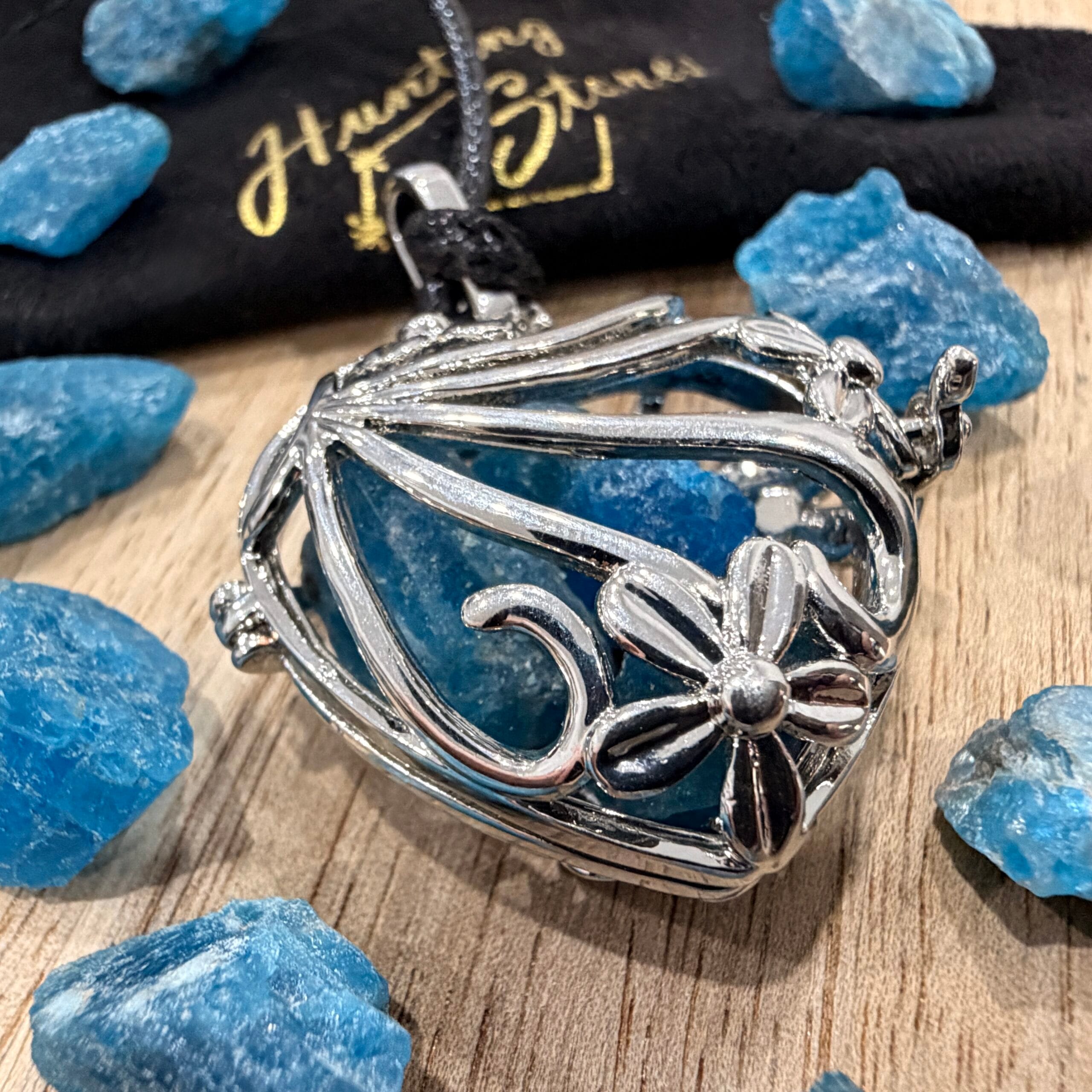 Apatite Crystal Heart Locket adjust Necklace - Spiritual Focus Communication