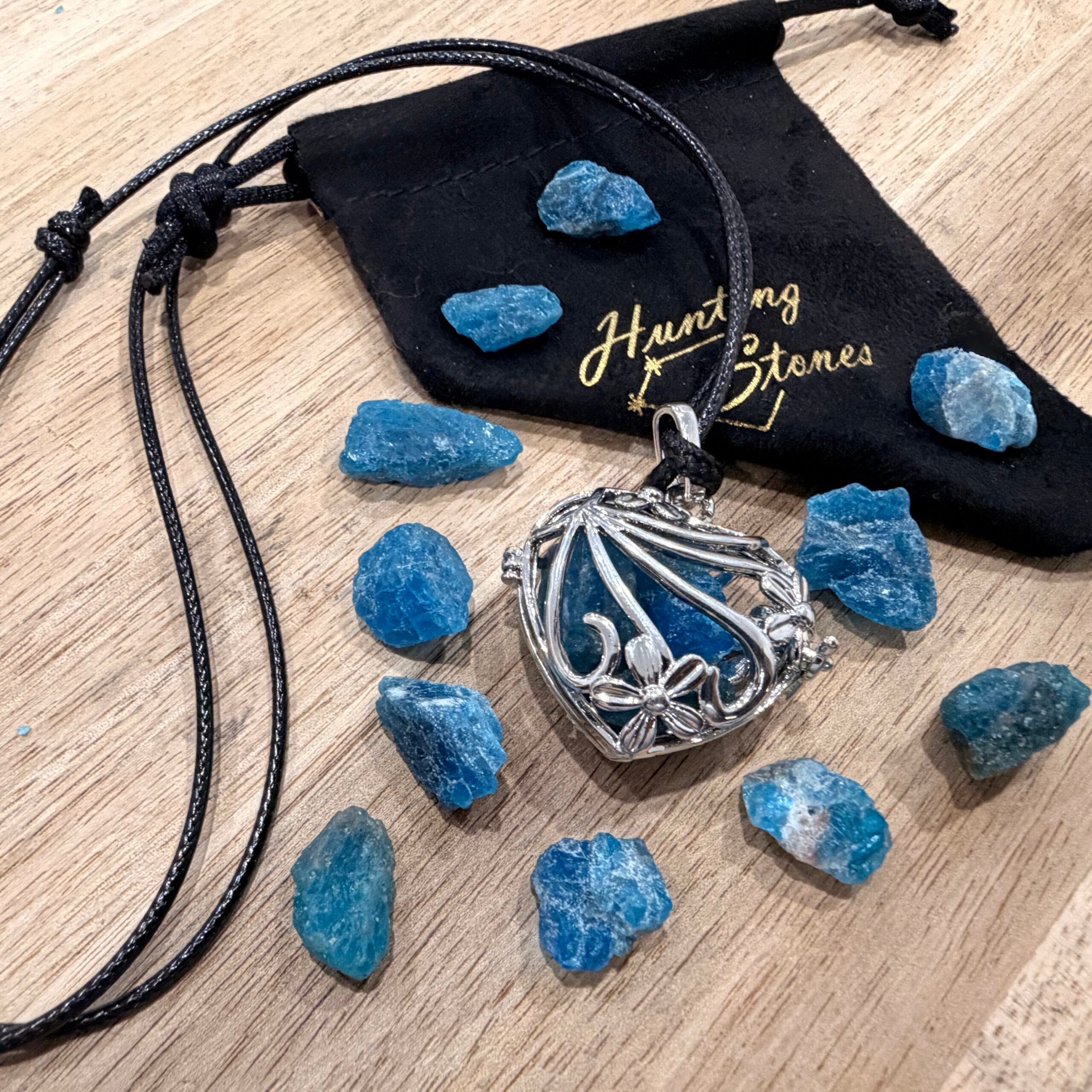 Apatite Crystal Heart Locket adjust Necklace - Spiritual Focus Communication