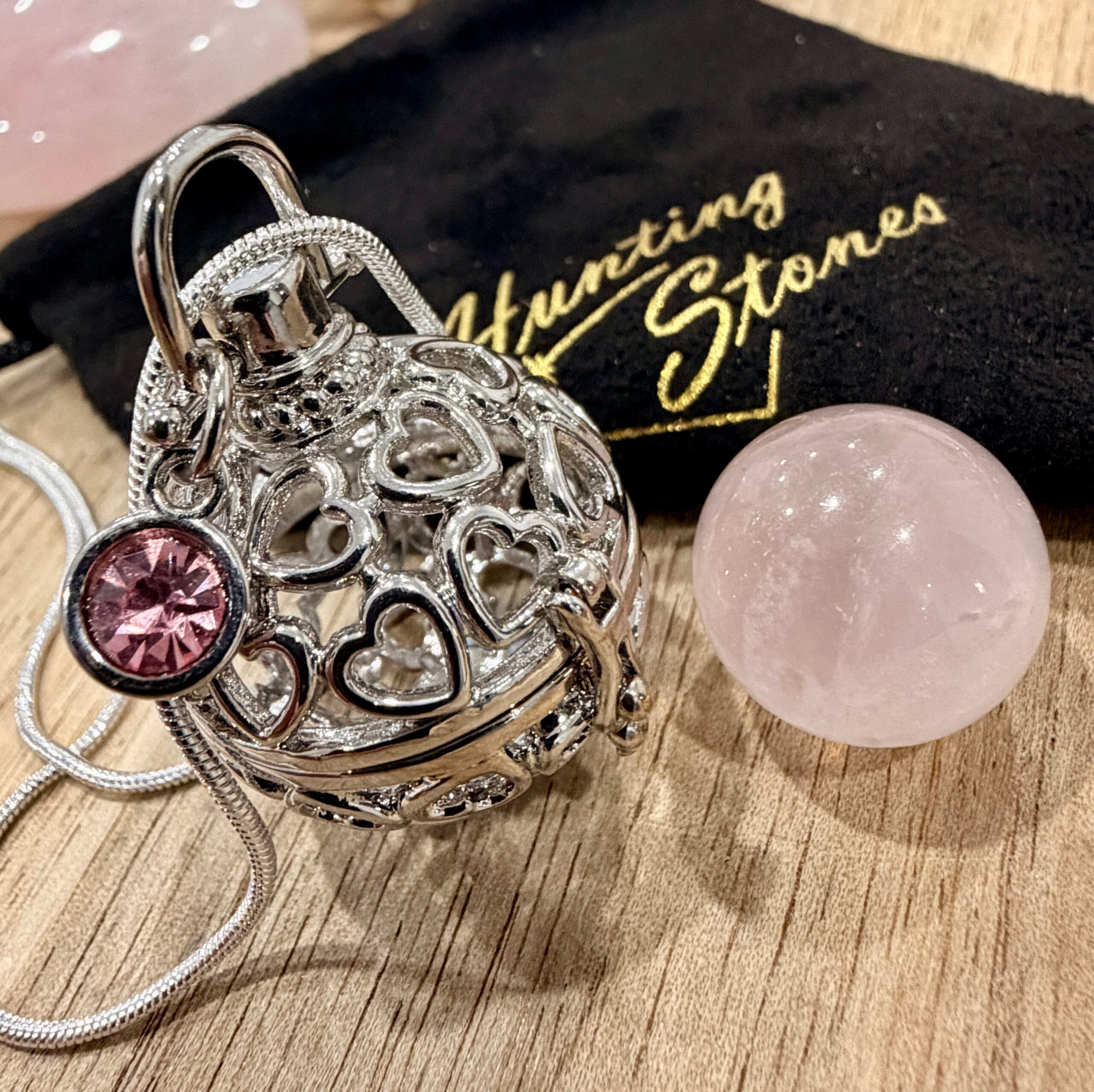 Rose Quartz Crystal Heart Locket Necklace Healing Love